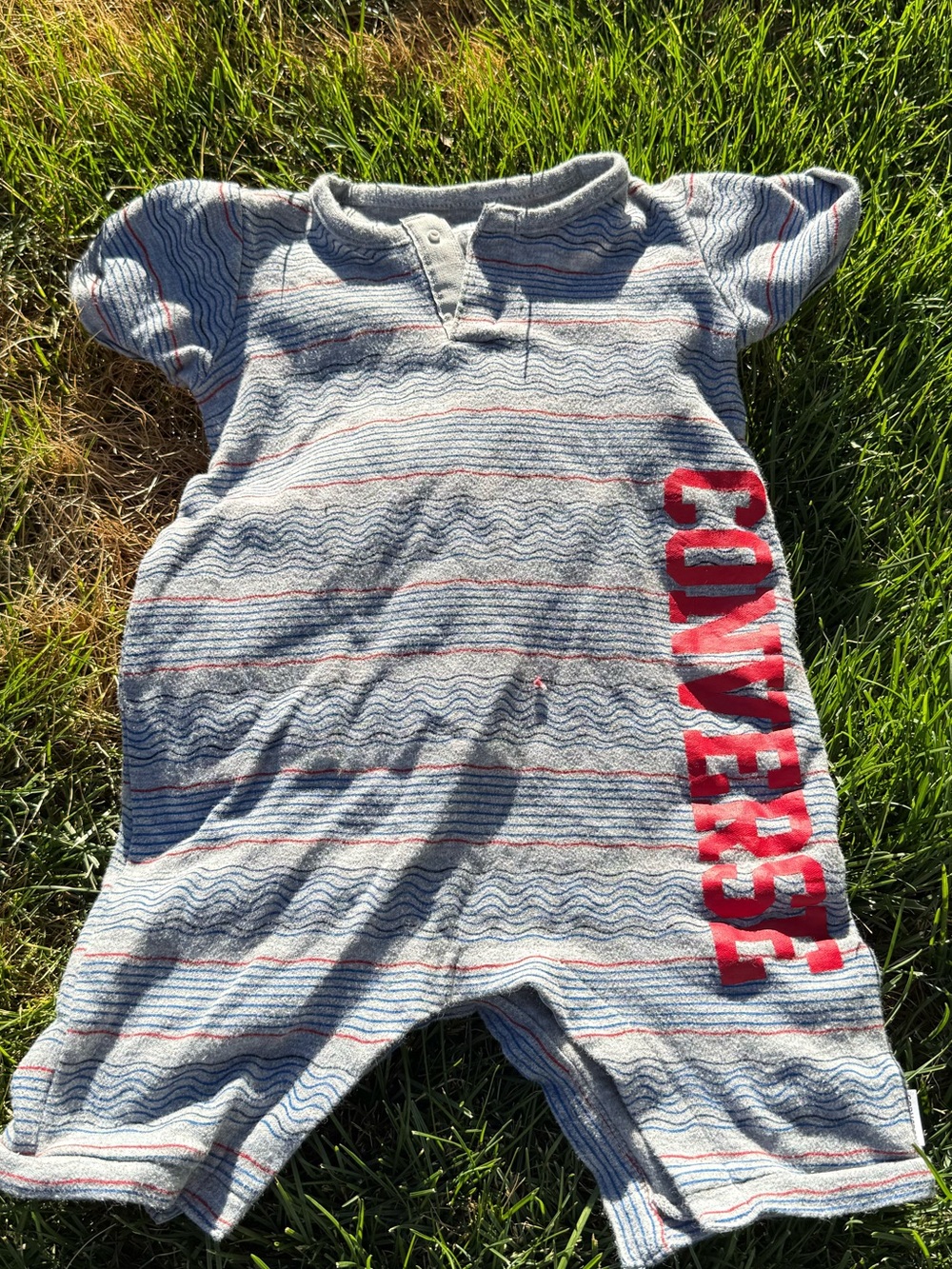 Converse Gray with Red Striped Baby One-Piece